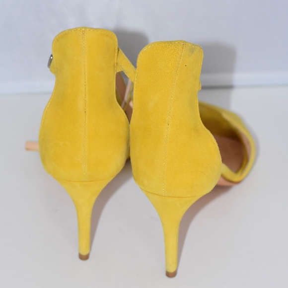 BARNEYS New York CO-OP Yellow Suede Ankle Strap Heel Sandals Italian Made 36 - Picture 5 of 9